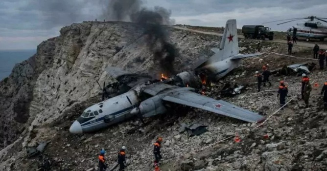 29 dead as Russian An-26 military transport plane crashes in Crimea